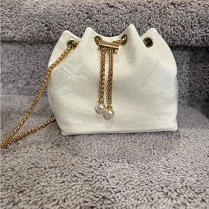 Chic White Mini Bag with Gold Chain